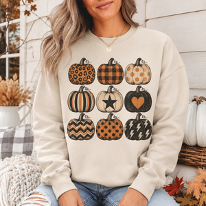 Halloween Pumpkin Stacked Crewneck Sweatshirt - 5 Colors