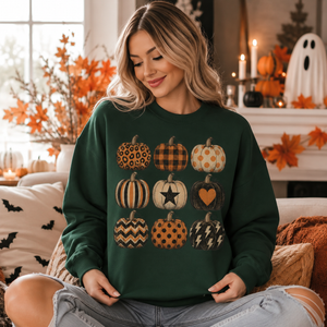 Halloween Pumpkin Stacked Crewneck Sweatshirt - 5 Colors