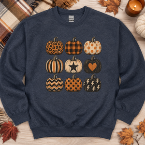 Halloween Pumpkin Stacked Crewneck Sweatshirt - 5 Colors