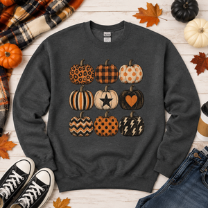 Halloween Pumpkin Stacked Crewneck Sweatshirt - 5 Colors