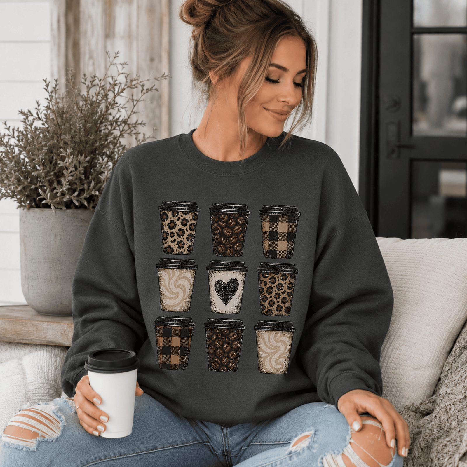 Coffee Lover Stacked Crewneck Sweatshirt - 5 Colors
