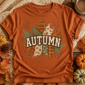Autumn Patchwork Leaf Tee - 5 Colors