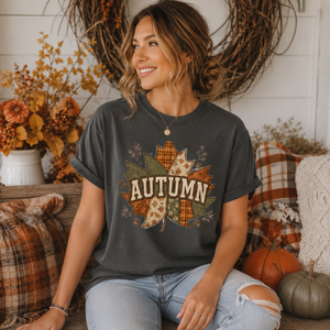 Autumn Patchwork Leaf Tee - 5 Colors