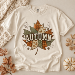 Autumn Patchwork Leaf Tee - 5 Colors