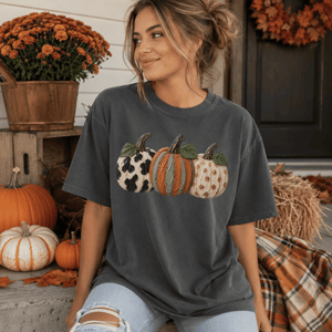 Fall Pumpkin Faux Paint Tee - 5 Colors
