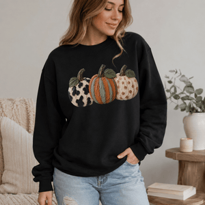 Fall Pumpkin Faux Paint Crewneck Sweatshirt - 7 Colors