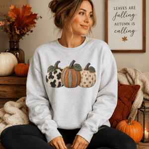 Fall Pumpkin Faux Paint Crewneck Sweatshirt - 7 Colors