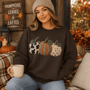 Fall Pumpkin Faux Paint Crewneck Sweatshirt - 7 Colors