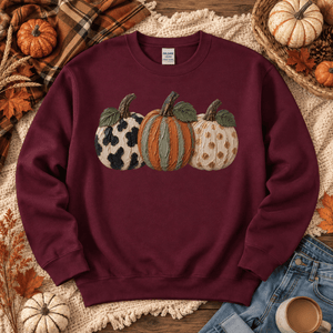 Fall Pumpkin Faux Paint Crewneck Sweatshirt - 7 Colors