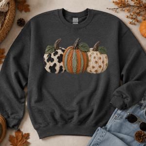 Fall Pumpkin Faux Paint Crewneck Sweatshirt - 7 Colors
