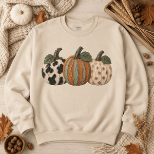 Fall Pumpkin Faux Paint Crewneck Sweatshirt - 7 Colors
