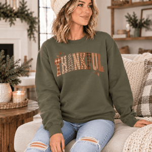 Thankful Pattern Patchwork Sweatshirt - 6 Colors