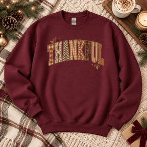 Thankful Pattern Patchwork Sweatshirt - 6 Colors