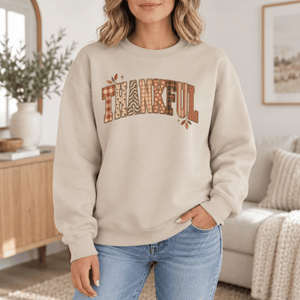 Thankful Pattern Patchwork Sweatshirt - 6 Colors