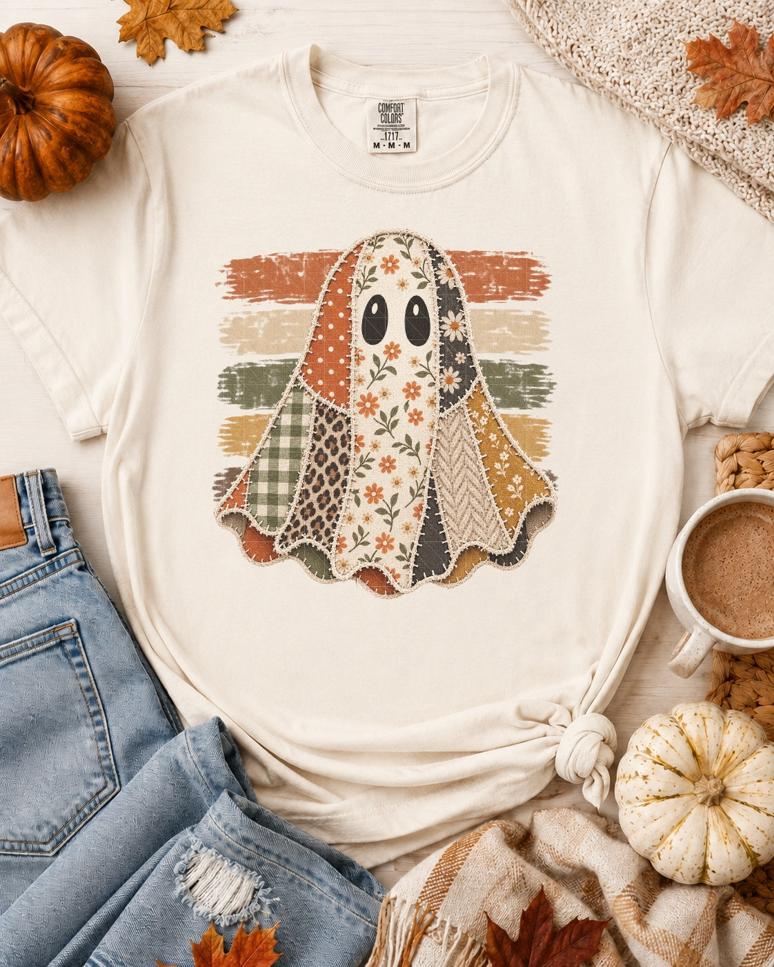 Patchwork & Stripes Ghost Tee - 5 Colors