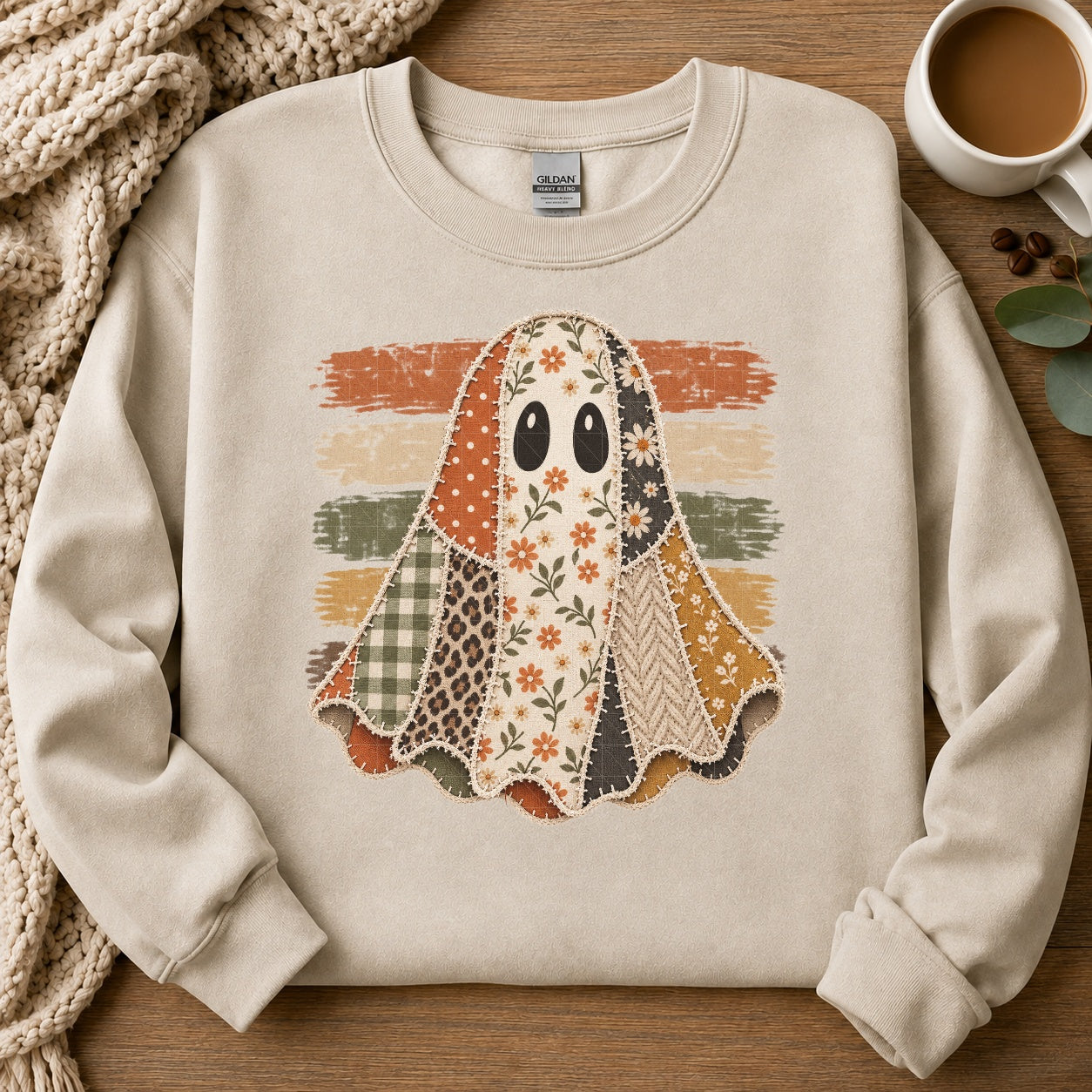 Patchwork & Stripes Ghost Crewneck Sweatshirt - 6 Colors