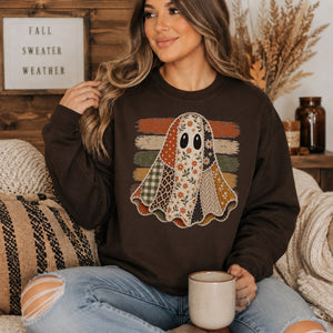 Patchwork & Stripes Ghost Crewneck Sweatshirt - 6 Colors