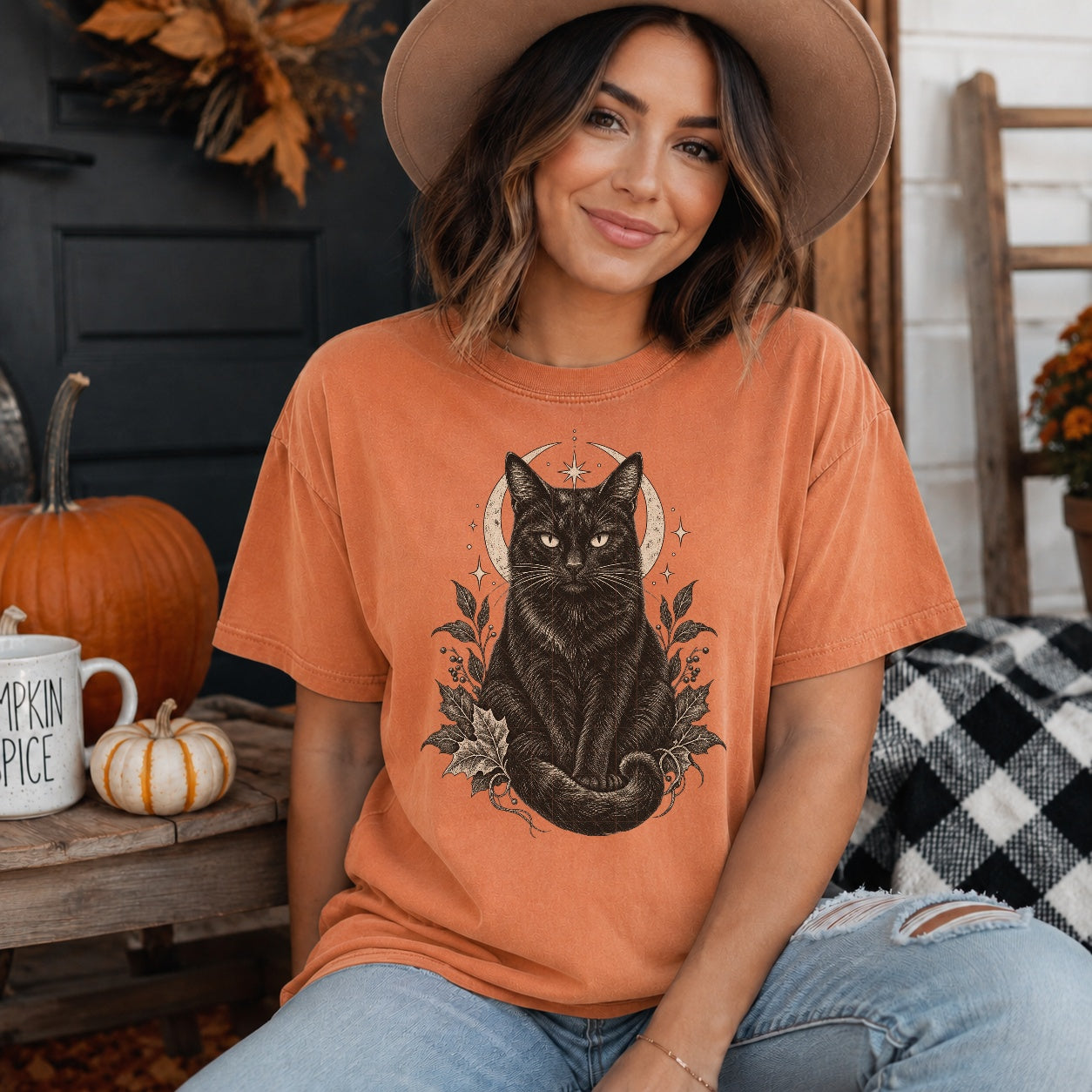 Celestial Black Cat Tee - 6 Colors - STB Boutique