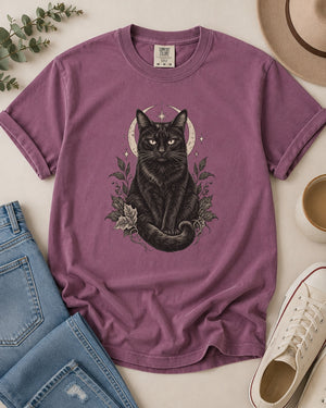 Celestial Black Cat Tee - 6 Colors
