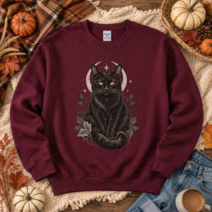 Celestial Black Cat Crewneck Sweatshirt - 5 Colors