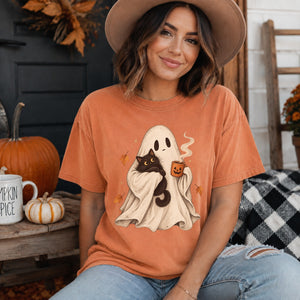 Ghost Cat Coffee Tee - 8 Colors