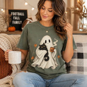 Ghost Cat Coffee Tee - 8 Colors