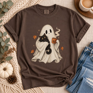 Ghost Cat Coffee Tee - 8 Colors