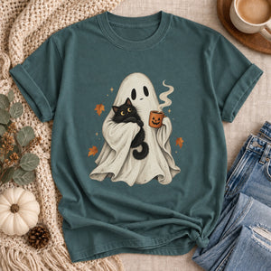 Ghost Cat Coffee Tee - 8 Colors