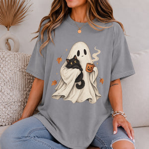 Ghost Cat Coffee Tee - 8 Colors