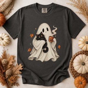 Ghost Cat Coffee Tee - 8 Colors