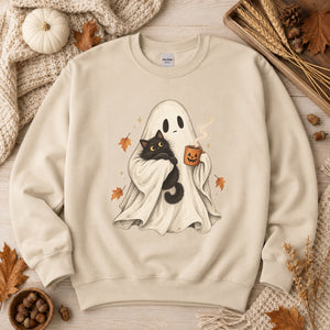 Ghost Cat Coffee Crewneck Sweatshirt - 6 Colors