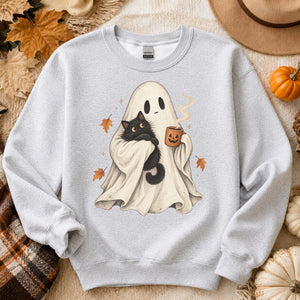 Ghost Cat Coffee Crewneck Sweatshirt - 6 Colors