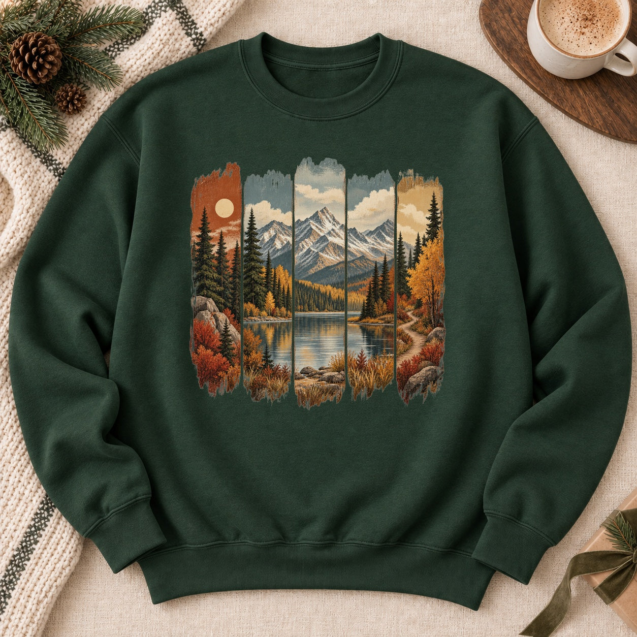 Fall Mountain Paintbrush Crewneck Sweatshirt - 8 Colors - STB Boutique