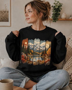 Fall Mountain Paintbrush Crewneck Sweatshirt - 8 Colors - STB Boutique