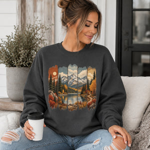 Fall Mountain Paintbrush Crewneck Sweatshirt - 8 Colors - STB Boutique