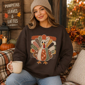 Patchwork Turkey & Stripes Crewneck Sweatshirt - 6 Colors