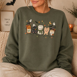 Halloween Massage Therapist Doodle Crewneck Sweatshirt - 6 Colors