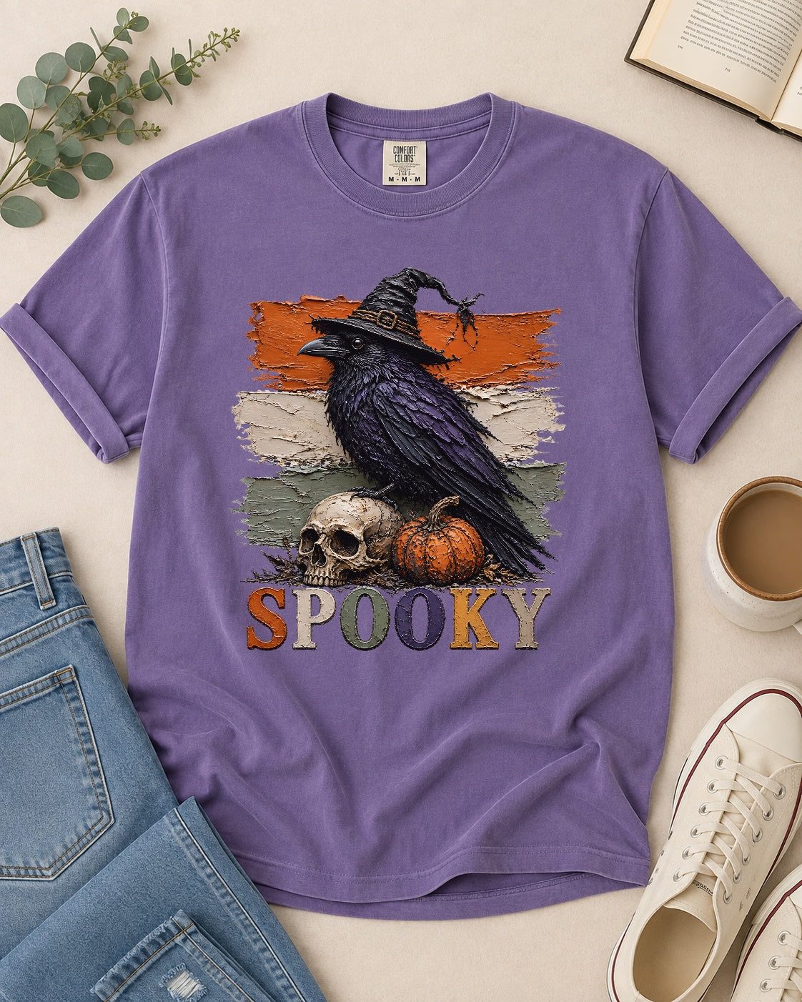 Spooky Raven Faux Paint Tee - 7 Colors - STB Boutique