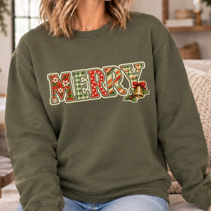 Merry Christmas Pattern Crewneck Sweatshirt - 4 Colors