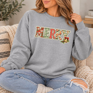 Merry Christmas Pattern Crewneck Sweatshirt - 4 Colors