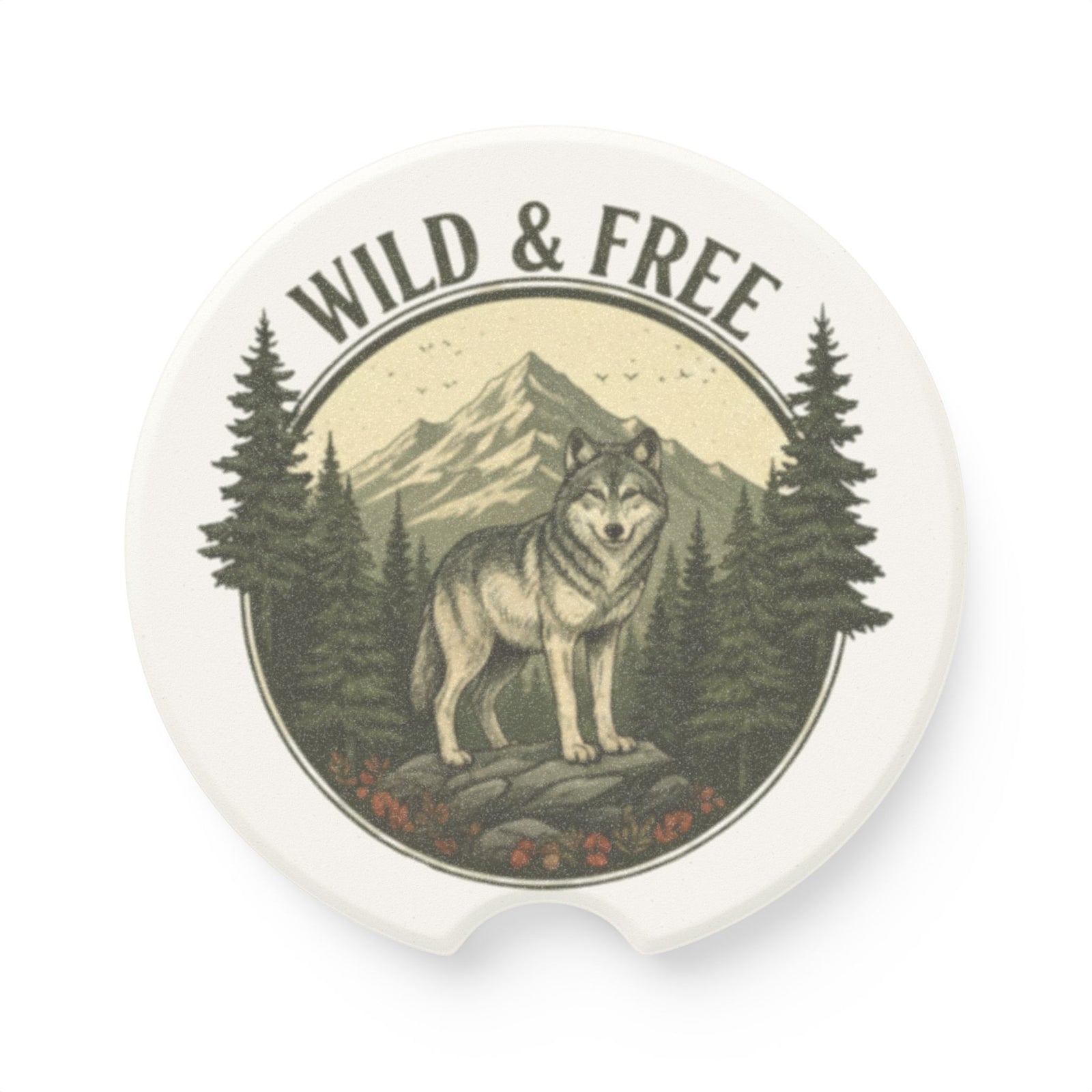 Wild & Free Wolf Car Coaster