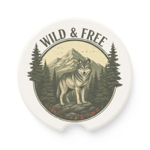 Wild & Free Wolf Car Coaster