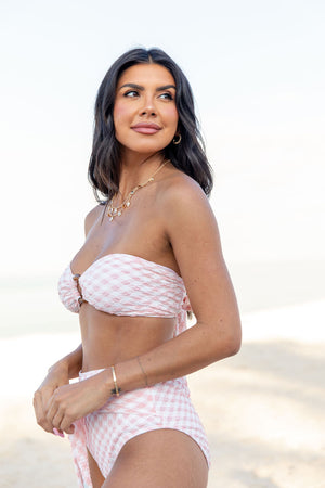 Golden Isle Pink Textured Ring Bikini Top SALE - STB Boutique