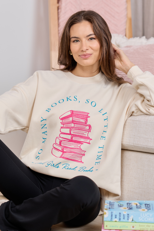 Cool Girls Read Books Cream Graphic Sweatshirt - STB Boutique