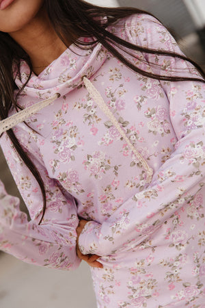 Ampersand CowlNeck Sweatshirt - Lavender Rose - STB Boutique