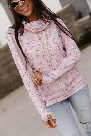 Ampersand CowlNeck Sweatshirt - Lavender Rose - STB Boutique