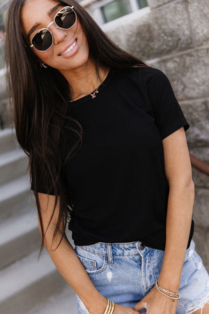 Ribbed Lulu Tee - Noir - STB Boutique