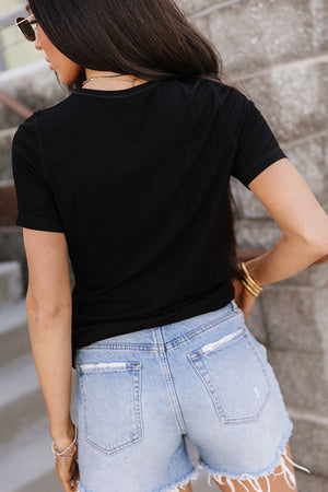 Ribbed Lulu Tee - Noir - STB Boutique