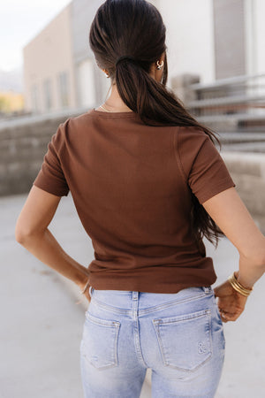 Ribbed Lulu Tee - Coffee - STB Boutique