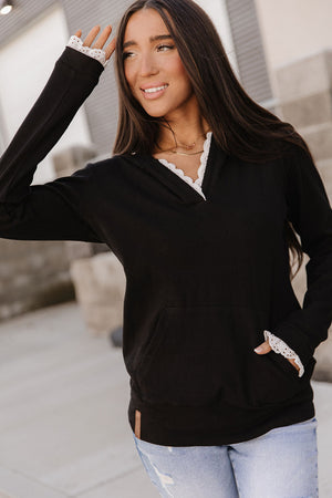 Henley Hoodie - Midnight Lace - STB Boutique